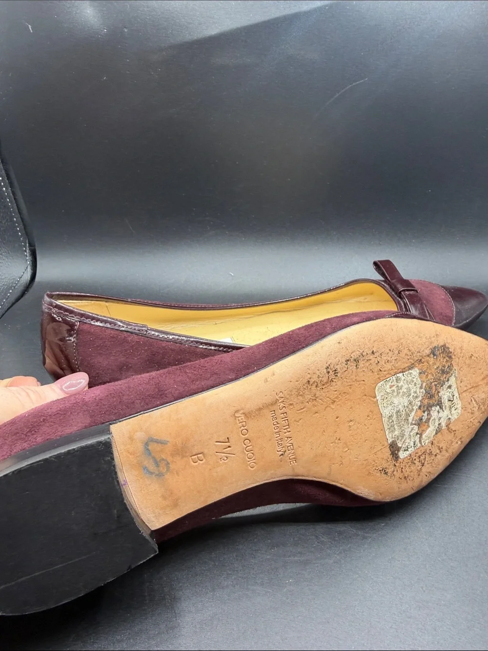 Anne Klein Burgundy Pointed Toe Flats with Bow